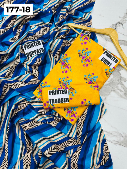 VOL 177 | DS 18 | DIGITAL PRINTED LINEN 3PC LINEN DUPATTA