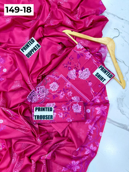 VOL 149 | DS 18 | DIGITAL PRINTED LAWN 3PC VOIL LAWN DUPATTA