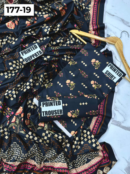 VOL 177 | DS 19 | DIGITAL PRINTED LINEN 3PC LINEN DUPATTA