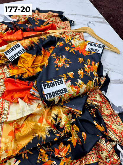 VOL 177 | DS 20 | DIGITAL PRINTED LINEN 3PC LINEN DUPATTA