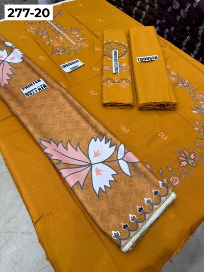 VOL 277 | DS 20 | DHANAK EMBROIDERED WOOL SHAWL 3PC