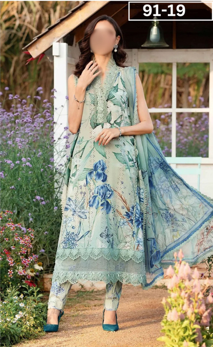 VOL 91 | DS 19 | DIGITAL PRINTED LAWN 3PC LAWN DUPATTA