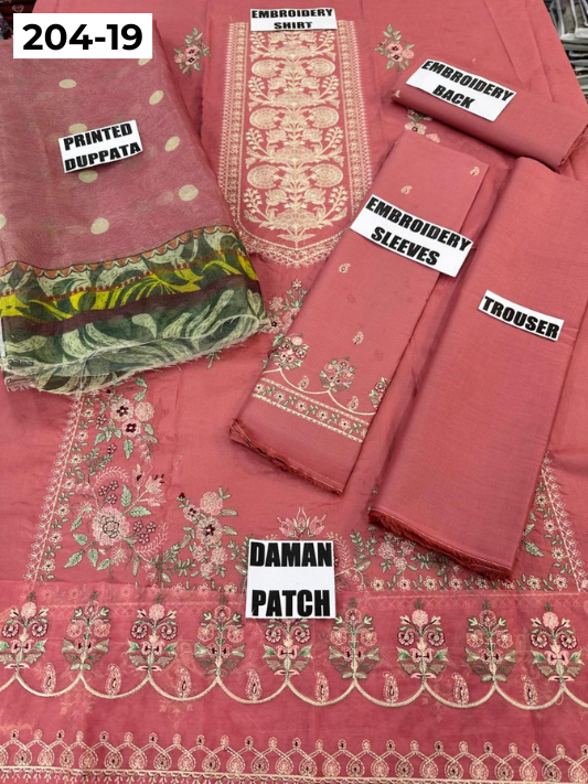 Vol 204 | DS 19 | LAWN EMBROIDERED THREE PIECE COLLECTION