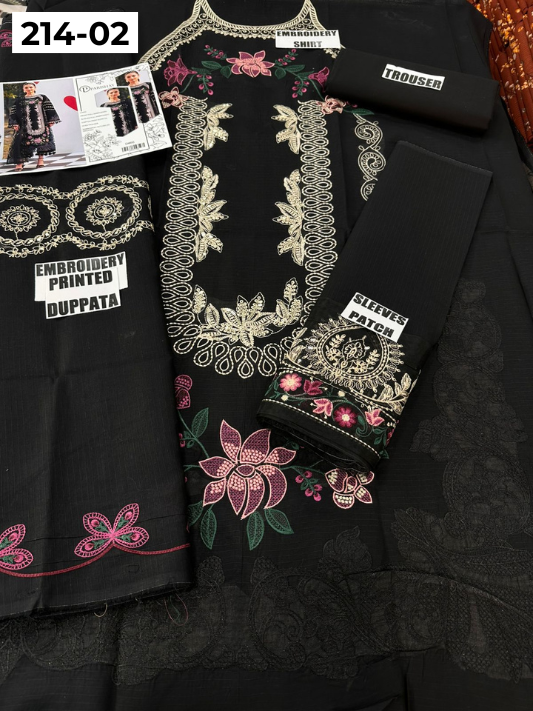 VOL 214 | DS 02 | LAWN LUXURY EMBROIDERED 3PC