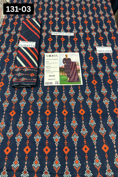 VOL 131 | DS 03 | DIGITAL PRINTED BANADORA LAWN 3PC VOIL LAWN DUPATTA