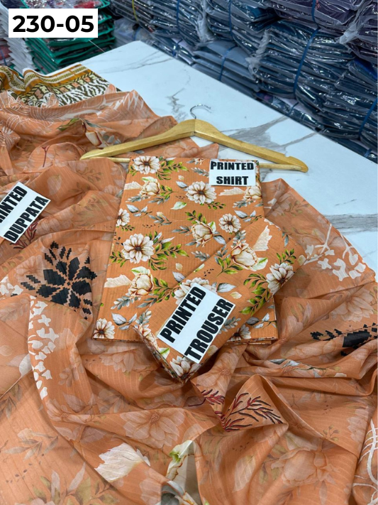 VOL 230 | DS 05 | DIGITAL PRINTED DOBBY LAWN 3PC TANA DORA LAWN DUPATTA