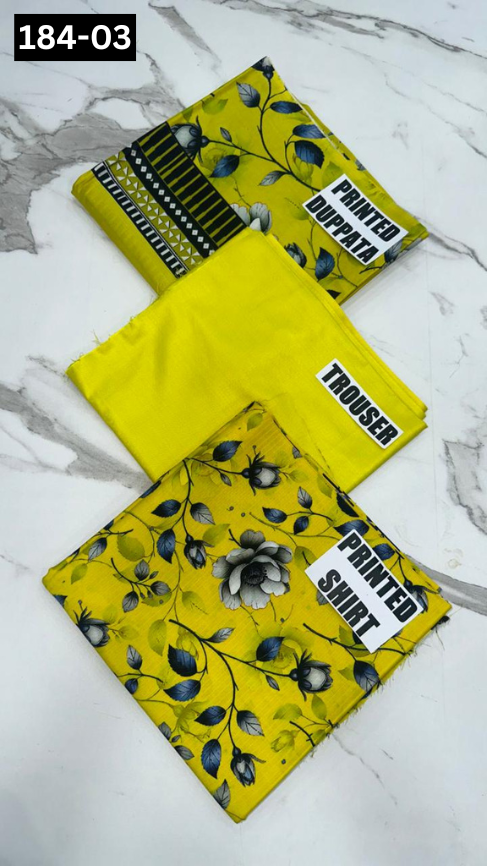VOL 184 | DS 03 | DIGITAL PRINTED BANADORA LINEN 3PC LINEN DUPATTA