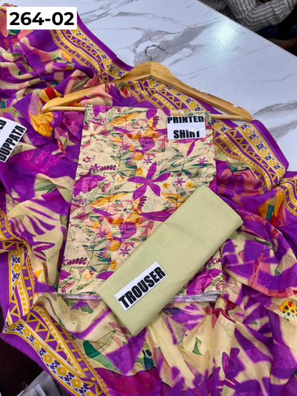 VOL 264 | DS 02 | Mirha LAWN | DIGITAL PRINTED LAWN 3PC PRINTED LAWN SHIRT PLAIN TROUSER PRINTED LAWN DUPATTA
