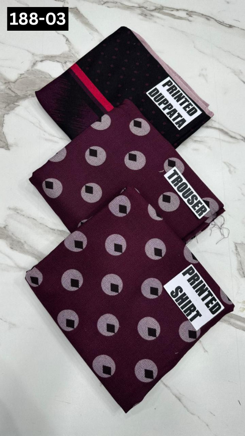 VOL 188 | DS 03 | DIGITAL PRINTED DHANAK 3PC DHANAK DUPATTA