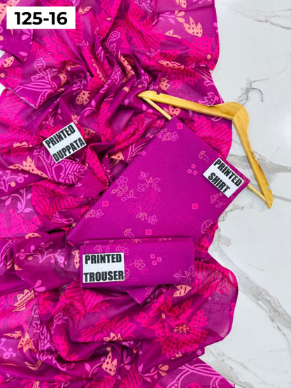 VOL 125 | DS 16 | DIGITAL PRINTED BANADORA LAWN 3PC VOIL LAWN DUPATTA
