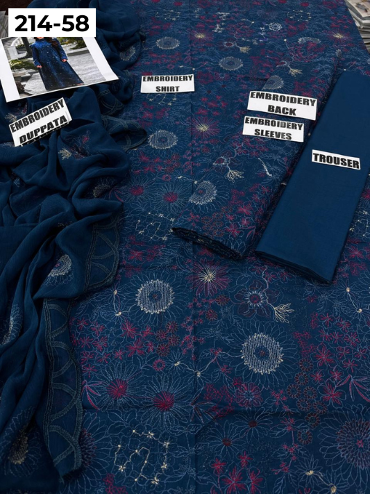 VOL 214 | DS 58 | LAWN LUXURY EMBROIDERED 3PC
