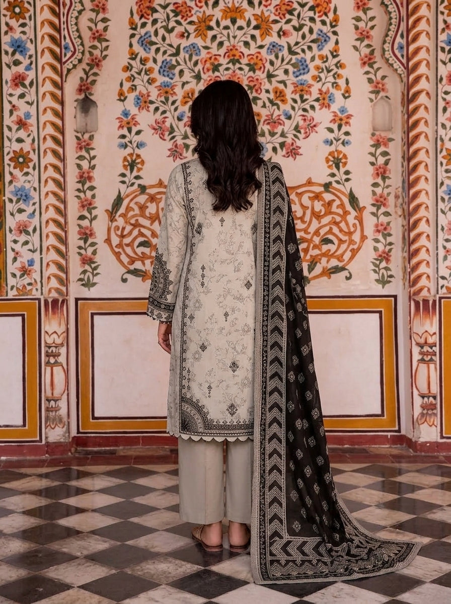 VOL 279 | 03 | ZAIB BY SHANAYA | DIGITAL PRINTED 3PC STONE LINEN SUIT | PRINTED SHIRT, TROUSER & DUPATTA