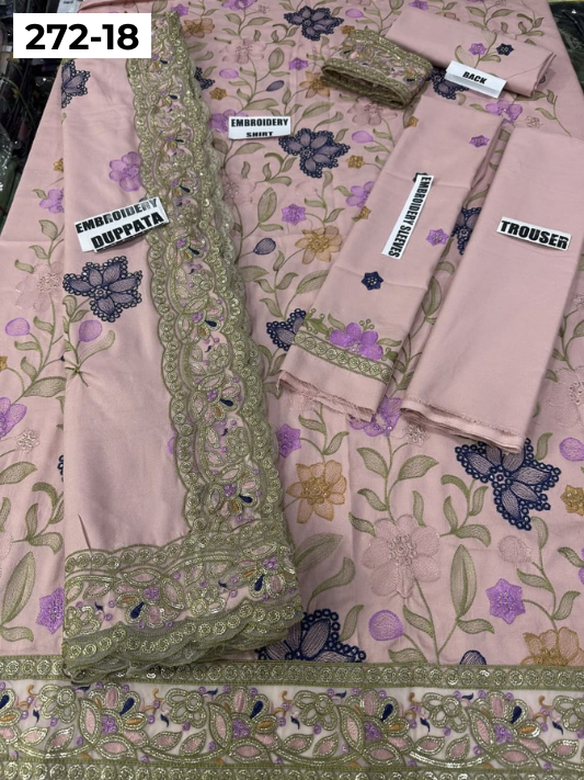 VOL 272 | DS 18 | DHANAK LUXURY EMBROIDERY 3PC