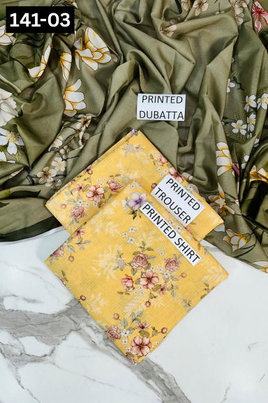 VOL 141 | DS 03 | DIGITAL PRINTED BANADORA LAWN 3PC VOIL LAWN DUPATTA