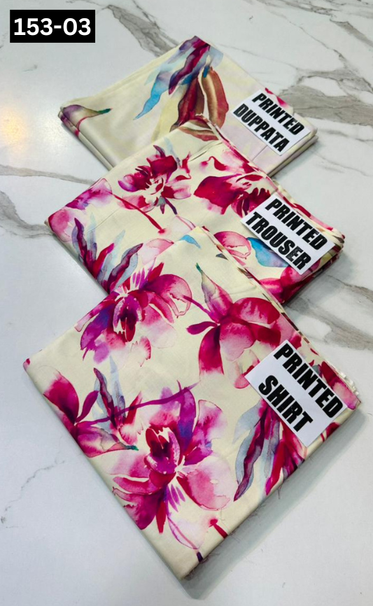 VOL 153 | DS 03 | DIGITAL PRINTED LINEN 3PC LINEN DUPATTA
