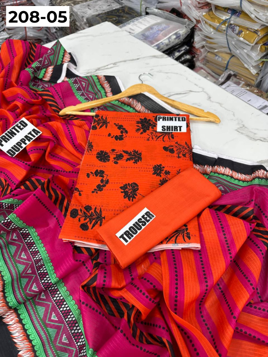 VOL 208 | DS 05 | DIGITAL PRINTED BANADORA LAWN SHIRT PLAIN TROUSER BANA DORA LAWN DUPATTA