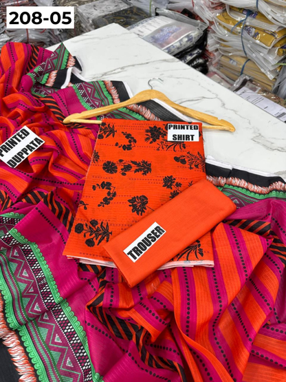 VOL 208 | DS 05 | DIGITAL PRINTED BANADORA LAWN SHIRT PLAIN TROUSER BANA DORA LAWN DUPATTA