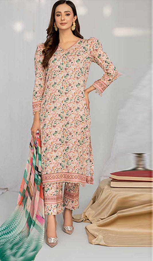 KHAADI LAWN 3pc VOIL DOPATA V74 D3