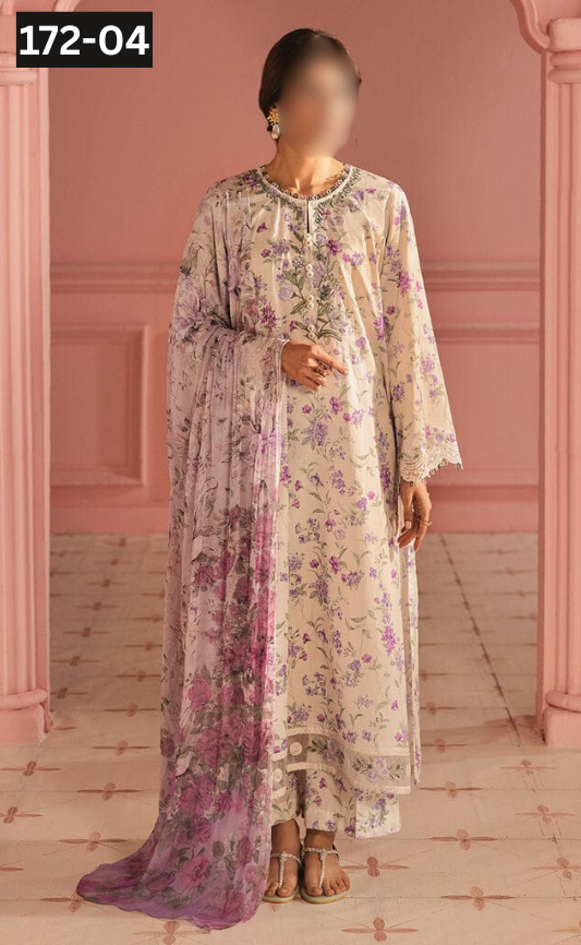 VOL 172 | DS 04 |  DIGITAL PRINTED KARANDI 3PC KARANDI DUPATTA