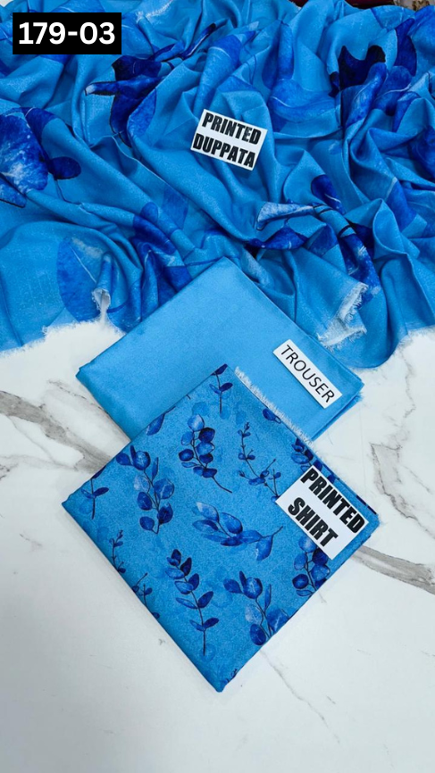 VOL 179 | DS 03 | DIGITAL PRINTED BANADORA KARANDI 3PC DYED TROUSER