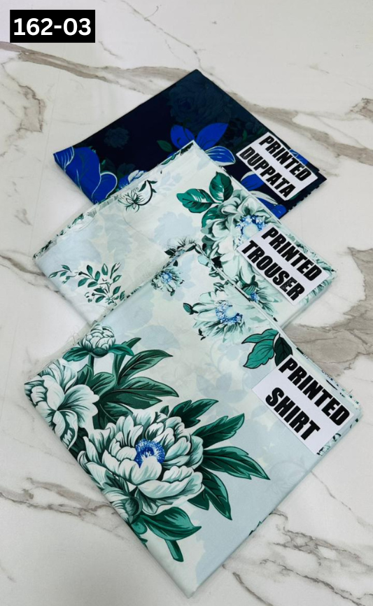 VOL 162 | DS 03 | DIGITAL PRINTED LINEN 3PC LINEN DUPATTA