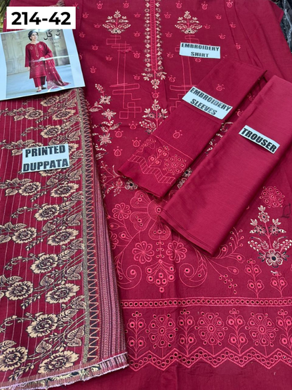 VOL 214 | DS 42 | LAWN LUXURY EMBROIDERED 3PC