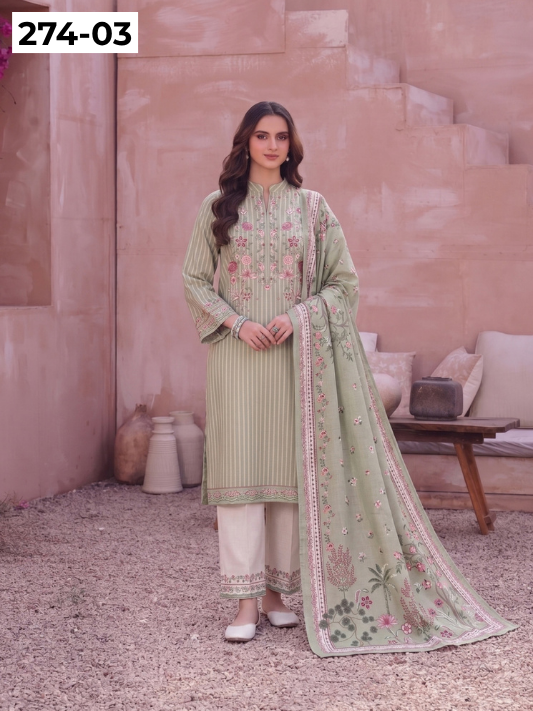 VOL 274 | DS 03 | NIRVANA BY SHANAYA | DIGITAL PRINTED 3PC STONE LINEN SHIRT, PRINTED TROUSER, PRINTED STONE LINEN DUPATTA