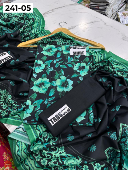 VOL 241 | DS 05 | Mirha LAWN |  DIGITAL PRINTED LAWN 3PC PRINTED LAWN SHIRT PLAIN TROUSER PRINTED LAWN DUPATTA