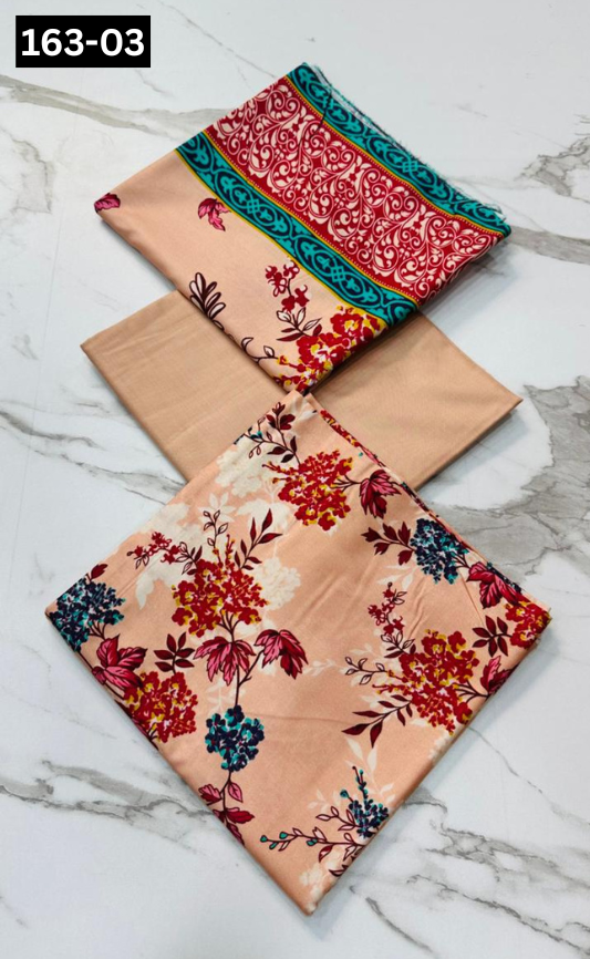 VOL 163 | DS 03 | DIGITAL PRINTED LINEN 3PC LINEN DUPATTA