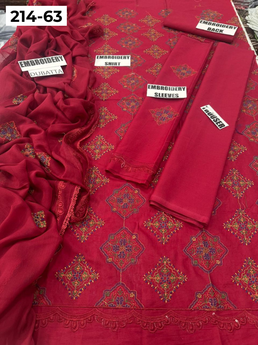 VOL 214 | DS 63 | LAWN LUXURY EMBROIDERED 3PC