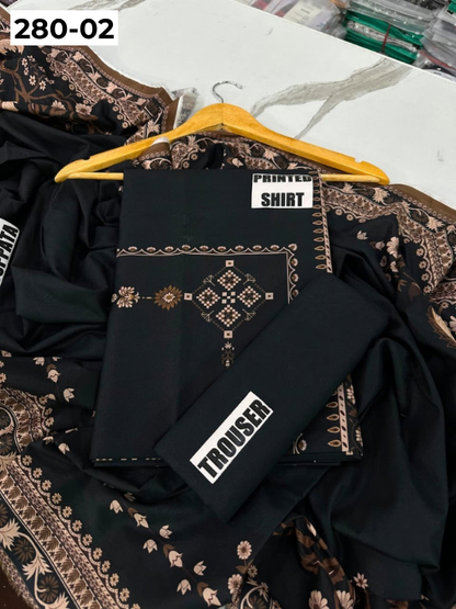 VOL 280 | 02 | WARDA BY SHANAYA | DIGITAL PRINTED 3PC CORDUROY KHADDAR SUIT | PRINTED SHIRT, TROUSER & DUPATTA