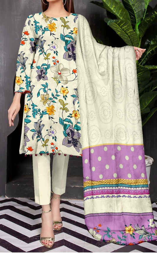 VOL 159 | DS 09 | DIGITAL PRINTED LINEN 3PC LINEN DUPATTA
