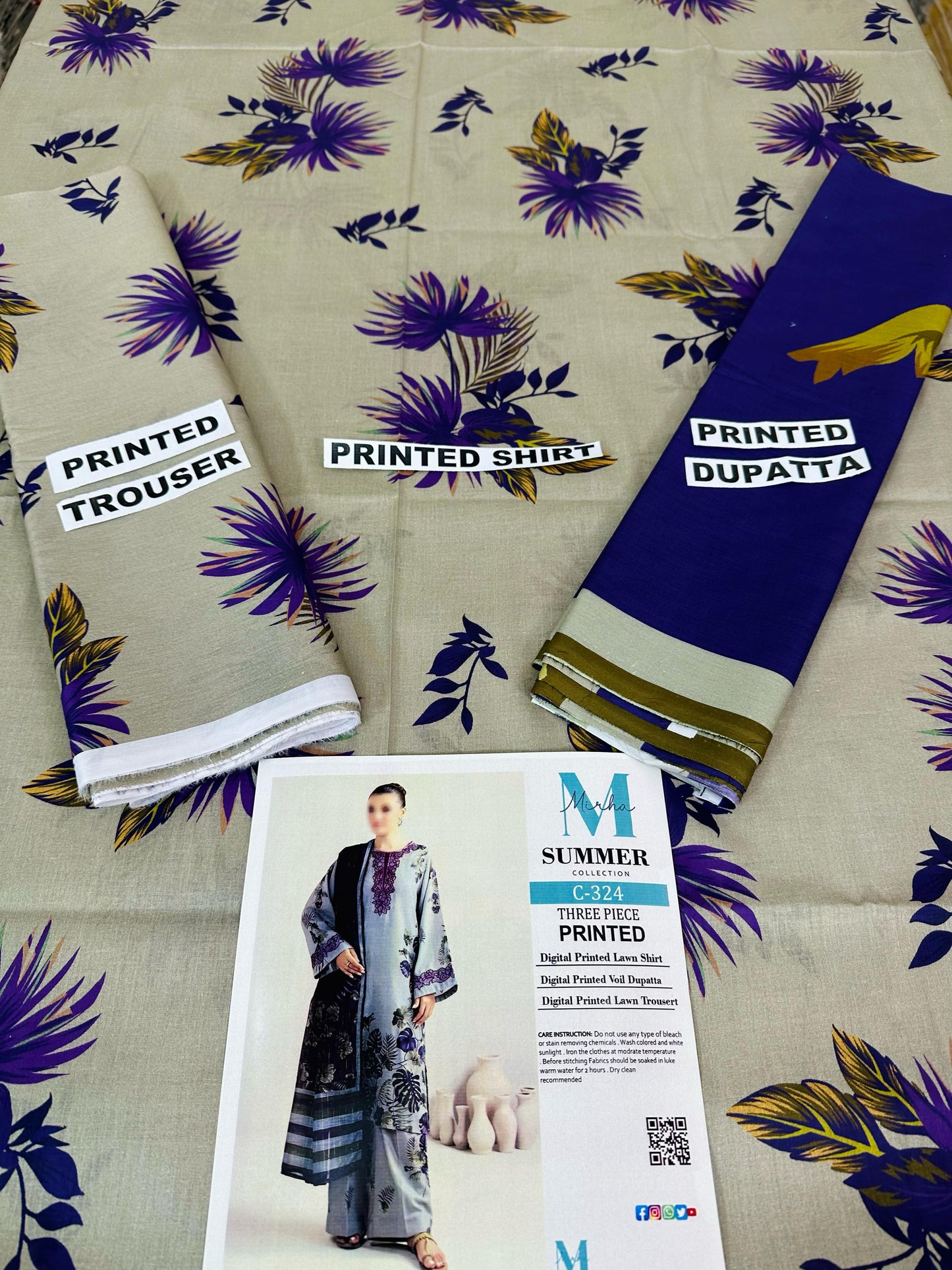 MIRHA | DS C324 | DIGITAL PRINTED LAWN 3PC