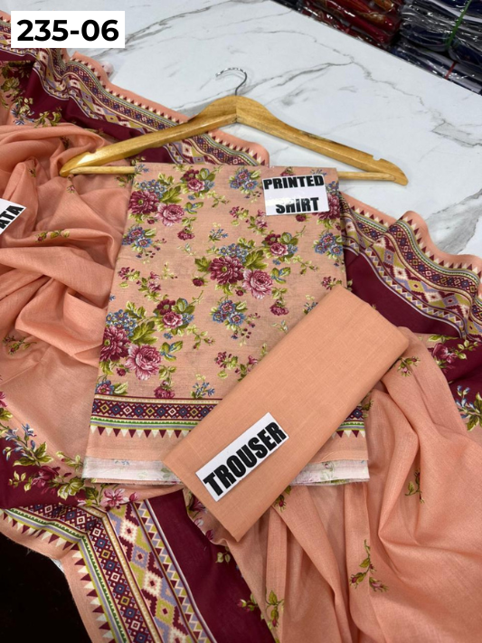 VOL 235 | DS 06 | Mirha LAWN |  DIGITAL PRINTED LAWN 3PC PRINTED LAWN SHIRT PLAIN TROUSER PRINTED LAWN DUPATTA