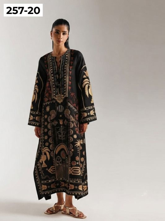 VOL 257 | DS 20 | PRINTED HIT CODES LAWN 2PC | DIGITAL PRINTED LAWN SHIRT, PLAIN COTTON TROUSER
