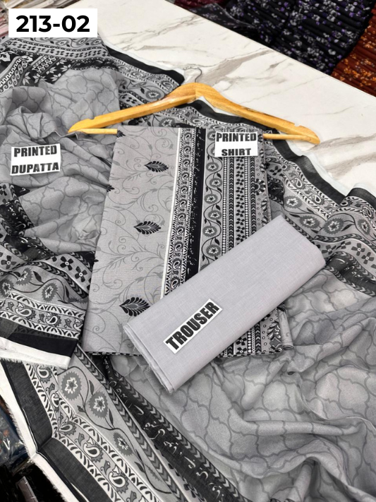 VOL 213 | DS 02 | SHANAYA LAWN DIGITAL PRINTED LAWN SHIRT PLAIN TROUSER VOIL LAWN DUPATTA