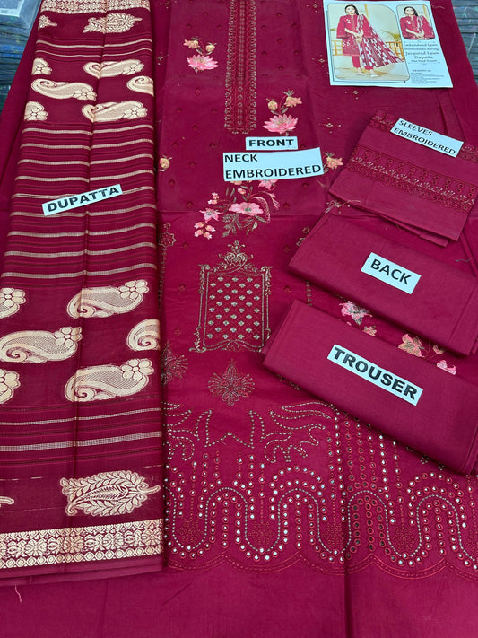 EMBROIDERY LAWN 3PC JACQUARD DUPATTA | DS 03 | LAWN