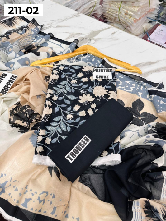 MADHAM BY LALA LAWN 3PC VOL 211 | DS 02 | DIGITAL PRINTED LAWN SHIRT VOIL LAWN DUPATTA DYED TROUSER