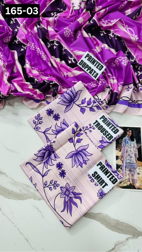 VOL 165 | DS 03 | DIGITAL PRINTED LINEN 3PC LINEN DUPATTA
