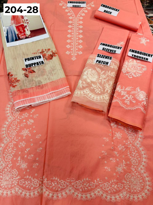 Vol 204 | DS 28 | LAWN EMBROIDERED THREE PIECE COLLECTION