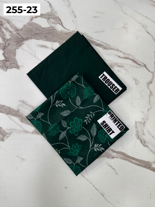 VOL 255 | DS 23 | PRINTED HIT CODES LAWN 2PC | DIGITAL PRINTED LAWN SHIRT PLAIN COTTON TROUSER