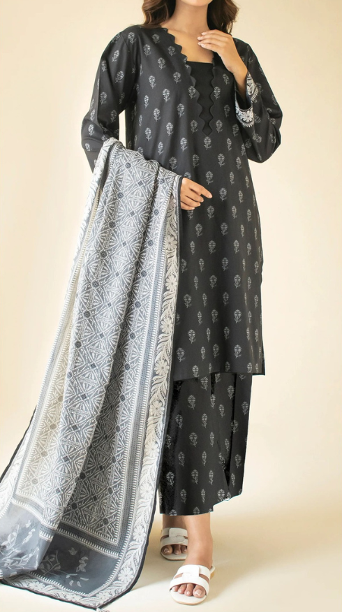 VOL 160 | DS 01 | DIGITAL PRINTED KHADDAR 3PC ZARI KHADDAR DUPATTA