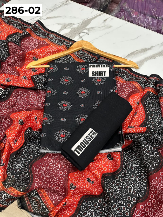 VOL 286 | 02 | BINSAEED | DIGITAL PRINTED 3PC KHADDAR SUIT | PRINTED SHIRT, TROUSER & DUPATTA