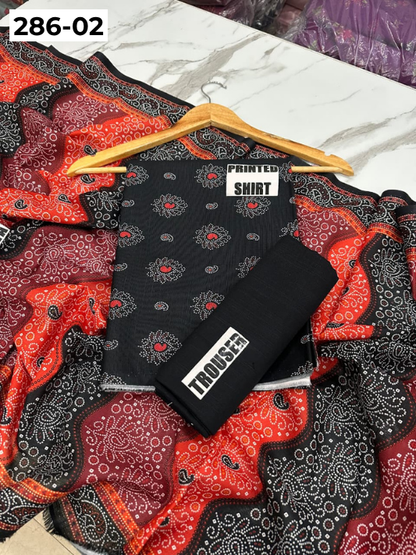 VOL 286 | 02 | BINSAEED | DIGITAL PRINTED 3PC KHADDAR SUIT | PRINTED SHIRT, TROUSER & DUPATTA