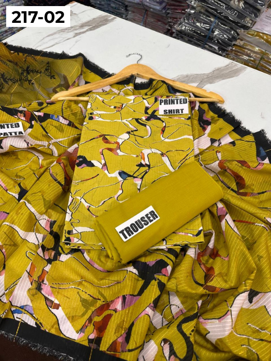 VOL 217 | DS 02 | BinSaeed LAWN DIGITAL PRINTED BANADORA LAWN SHIRT PLAIN TROUSER TARKASHI FANCY DUPATTA