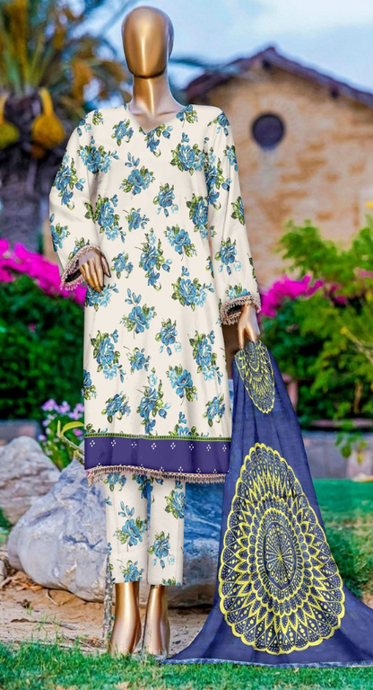VOL 138 | DS 13 | DIGITAL PRINTED LAWN 3PC VOIL LAWN DUPATTA