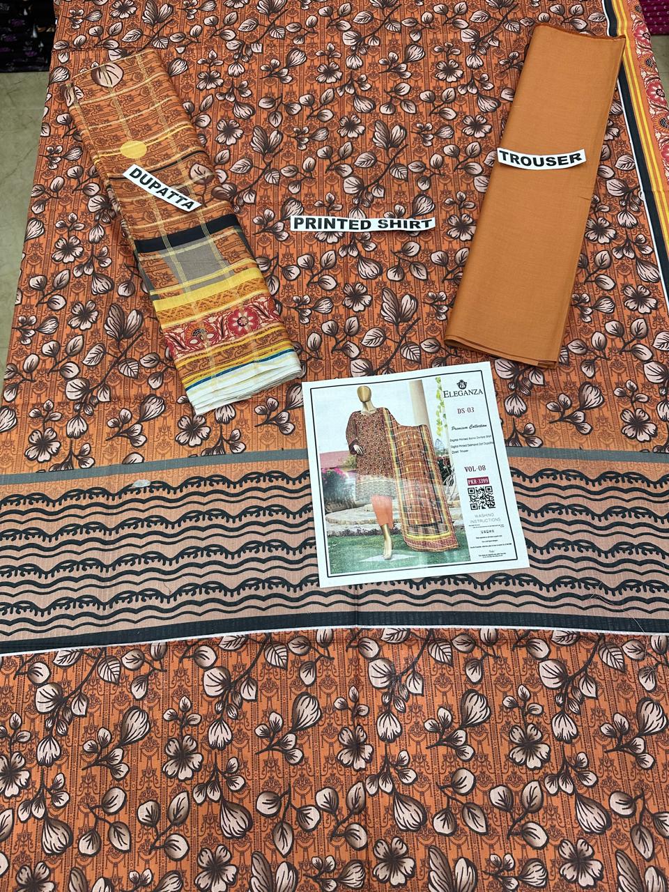 VOL 08 | DS 03 | DIGITAL PRINTED BANA DORIYA  LAWN 3PC