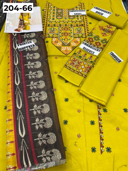 Vol 204 | DS 66 | LAWN EMBROIDERED THREE PIECE COLLECTION