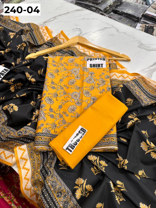 VOL 240 | DS 04 | Mirha LAWN |  DIGITAL PRINTED LAWN 3PC PRINTED LAWN SHIRT PLAIN TROUSER PRINTED LAWN DUPATTA