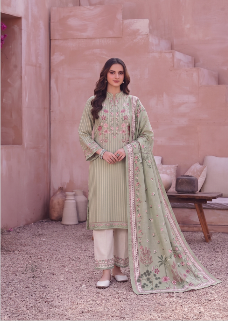VOL 274 | DS 03 | NIRVANA | DIGITAL PRINTED 3PC STONE LINEN SHIRT, PRINTED TROUSER, PRINTED STONE LINEN DUPATTA